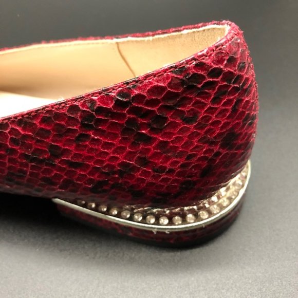 Zara  Burgundy Snakeskin Women's Flats with Rhinestones - Picture 11 of 15